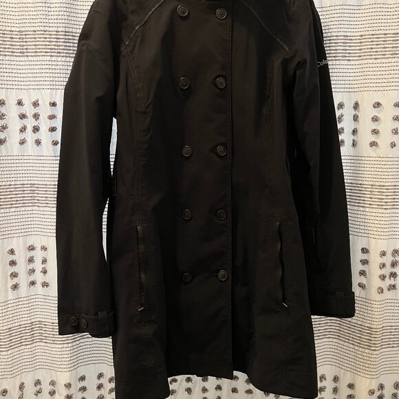 Black Columbia Women's Trench Style Raincoat Jacket (size XL) - Picture 1 of 7